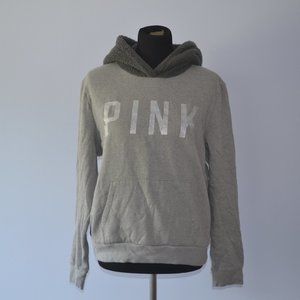 PINK pullover sweatshirt with fleece hood